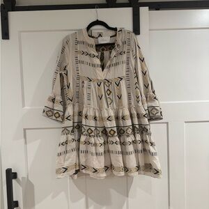 Kasia Patterned Cream Dress